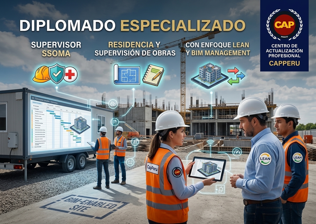 Diplomado Especializado en Supervisor SSOMA, residencia, supervisión de obras con enfoque LEAN Y BIM MANAGEMENT